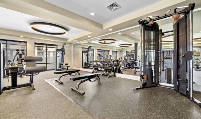 a gym with exercise equipment