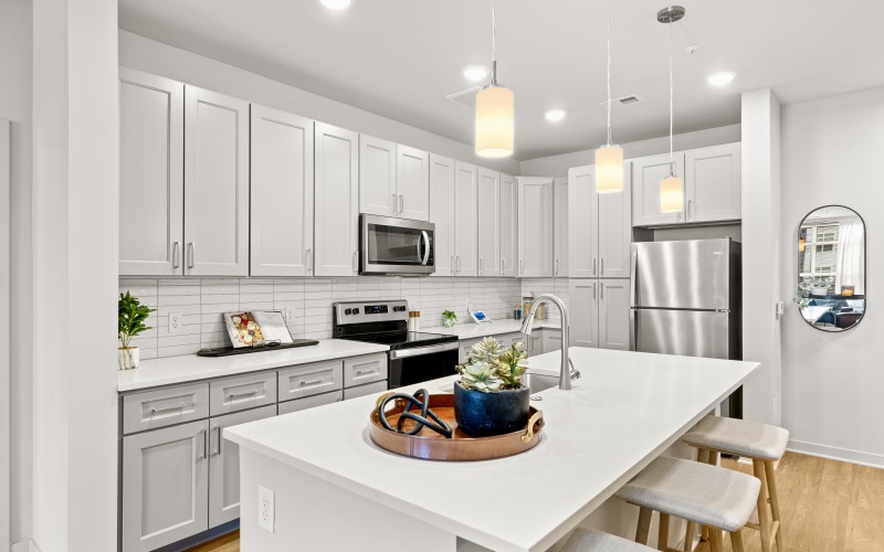 a kitchen with island