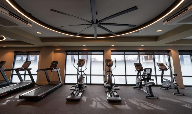 a gym with exercise equipment